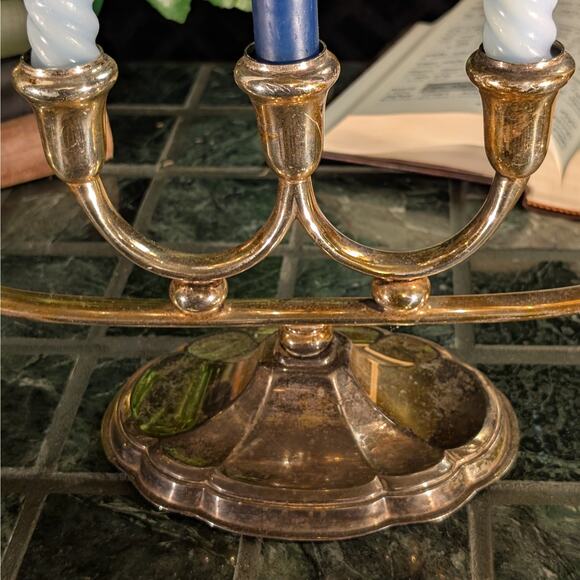 Vintage Five Light Silver Plate Menorah Candelabra, Yahrzeit, Sabbath, Kabbalah - Picture 4 of 8